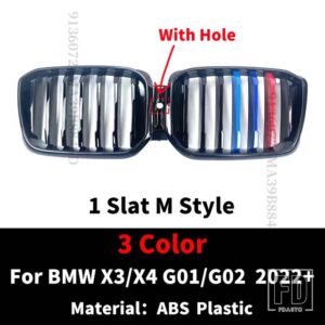 BMW フロントキドニーグリルレーシングバンパーグリルラジエーターグリッドフードメッシュ X3 X4 G01 G02 2022 2023 M 装飾チューニングアクセ - 1 Slat M With Hole