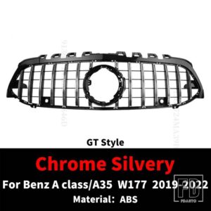 メルセデスベンツ スポーツフロントバンパーグリルインレットグリルラジエーターグリッドチューニング 2019-2022 Aクラス A35 W177 GT - GT Silvery