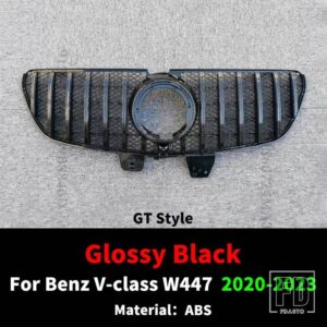 メルセデスベンツ GT ダイヤモンドスタイルフロントインレットラジエーターグリルバンパーグリルメッシュ V クラス W447 2015-2023 - 2020-2023 GT Black