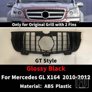 メルセデスベンツ GT ダイヤモンドフロントラジエーターグリルバンパーグリルグリッドメッシュ GL X164 2005-2012 GL320 GL350 GL450 GL550 GL - 10-12 GT Black
