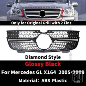 メルセデスベンツ GT ダイヤモンドフロントラジエーターグリルバンパーグリルグリッドメッシュ GL X164 2005-2012 GL320 GL350 GL450 GL550 GL - 05-09 Diamond Black
