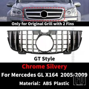 メルセデスベンツ GT ダイヤモンドフロントラジエーターグリルバンパーグリルグリッドメッシュ GL X164 2005-2012 GL320 GL350 GL450 GL550 GL - 05-09 GT Silvery