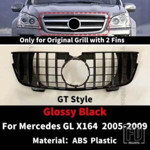 メルセデスベンツ GT ダイヤモンドフロントラジエーターグリルバンパーグリルグリッドメッシュ GL X164 2005-2012 GL320 GL350 GL450 GL550 GL - 05-09 GT Black