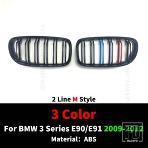 BMW 2 ラインフロントキドニーラジエーターグリルミドルメッシュグリル 3 E90 E91 2005-2012 320I 325I 330I 335I グリッドチューニングアクセ - 09-12 M Style