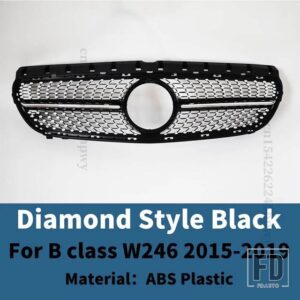 外装部品センタートリムフロントインレットグリルレーシングフードグリルメッシュリペアチューニングパーツメルセデス W246 ベンツ B クラス 2 - 15-19 Diamond Black