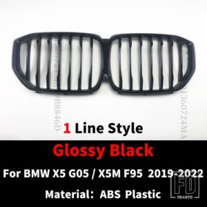 BMW センターメッシュフロントインレットバンパーグリルレーシングキドニーグリル NEW X5 G05 M F95 2019-2022 - 1 Line Glossy Black