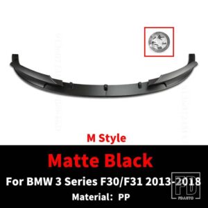 BMW M スタイルフロントバンパーリップスプリッターあごチューニングアクセサリー 3 F30 F31 328I 330I 335I 340I 320D 330D 2013-2018 エアダ - Matte Black