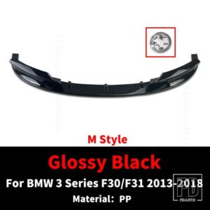 BMW M スタイルフロントバンパーリップスプリッターあごチューニングアクセサリー 3 F30 F31 328I 330I 335I 340I 320D 330D 2013-2018 エアダ - Glossy Black