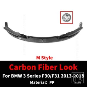 BMW M スタイルフロントバンパーリップスプリッターあごチューニングアクセサリー 3 F30 F31 328I 330I 335I 340I 320D 330D 2013-2018 エアダ - Carbon Fiber Look