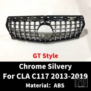 メルセデスベンツ センター改築フロントフードグリルレーシングバンパーグリル GT ダイヤモンドメッシュ CLA C117 W117 2013-2019 180 200 220 - GT Silvery