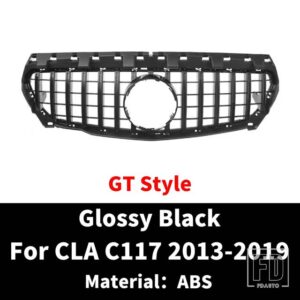 メルセデスベンツ センター改築フロントフードグリルレーシングバンパーグリル GT ダイヤモンドメッシュ CLA C117 W117 2013-2019 180 200 220 - GT Black