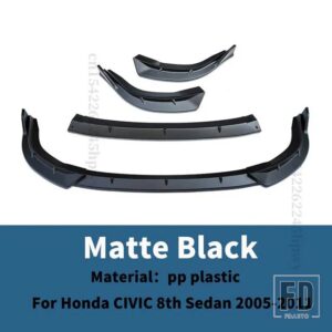 ホンダ チューニングアクセサリーフロントバンパーリップあごカバートリムディフレクター シビック 4D 38657 - Matte Black