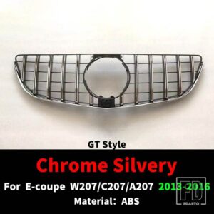 フロントラジエーターグリルバンパーグリルグリッドチューニングメルセデス C207 W207 A207 ベンツ E クーペ 2009-2016 E200 E260 E320 E350 E - 2013-2016 GT Silvery