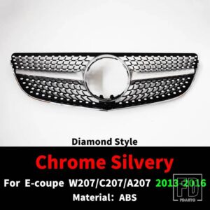 フロントラジエーターグリルバンパーグリルグリッドチューニングメルセデス C207 W207 A207 ベンツ E クーペ 2009-2016 E200 E260 E320 E350 E - 13-16 Diamond Silver
