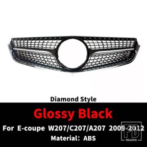 フロントラジエーターグリルバンパーグリルグリッドチューニングメルセデス C207 W207 A207 ベンツ E クーペ 2009-2016 E200 E260 E320 E350 E - 09-12 Diamond Black