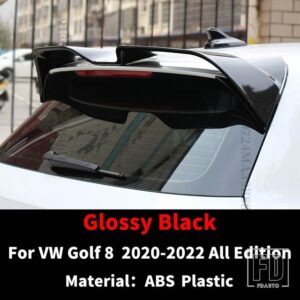 ルーフリアスポイラーウイングトランクブーツリップディフレクター VW ゴルフ 8 2020-2022 MK8 版ライフ R ライン GTI GTD GTE ディフューザー - Glossy Black
