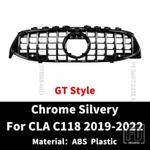 センタースポーツフロントフードグリルバンパーグリル GT ダイヤモンドメルセデス W118 C118 ベンツ CLA 2019 + 220 250 180 260 200 外装部品 - GT Silvery
