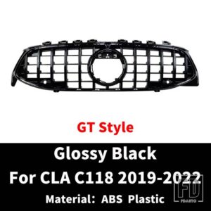 センタースポーツフロントフードグリルバンパーグリル GT ダイヤモンドメルセデス W118 C118 ベンツ CLA 2019 + 220 250 180 260 200 外装部品 - GT Black