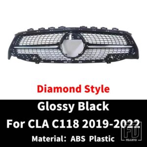センタースポーツフロントフードグリルバンパーグリル GT ダイヤモンドメルセデス W118 C118 ベンツ CLA 2019 + 220 250 180 260 200 外装部品 - Diamond Black