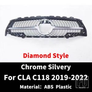 センタースポーツフロントフードグリルバンパーグリル GT ダイヤモンドメルセデス W118 C118 ベンツ CLA 2019 + 220 250 180 260 200 外装部品 - Diamond Silvery