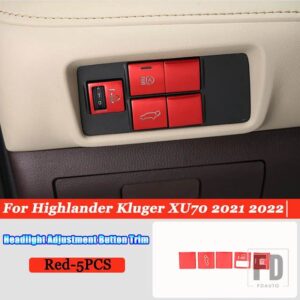 トヨタ ハイランダークルーガー XU70 2021-2023 カーアクセサリーヘッドライト調整ステアリングホイールフルインテリアボタントリムカバー - 6
