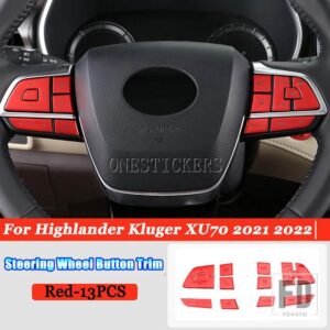 トヨタ ハイランダークルーガー XU70 2021-2023 カーアクセサリーヘッドライト調整ステアリングホイールフルインテリアボタントリムカバー - 1