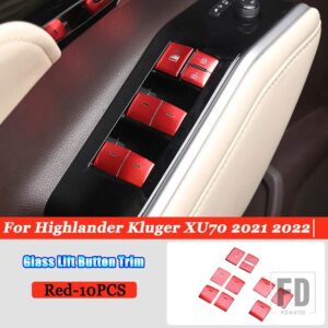 トヨタ ハイランダークルーガー XU70 2021-2023 カーアクセサリーヘッドライト調整ステアリングホイールフルインテリアボタントリムカバー - 2