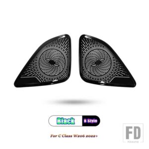 メルセデスベンツ Cクラス W206 C200 C220 C260 C300 2022 2023 + カーアクセサリードア窓ツイーターオーディオスピーカーカバートリムフレーム - Black