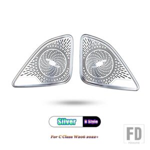 メルセデスベンツ Cクラス W206 C200 C220 C260 C300 2022 2023 + カーアクセサリードア窓ツイーターオーディオスピーカーカバートリムフレーム - Silver