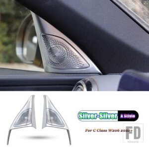 メルセデスベンツ Cクラス W206 C200 C220 C260 C300 2022 2023 + カーアクセサリードア窓ツイーターオーディオスピーカーカバートリムフレーム - Matte Silver