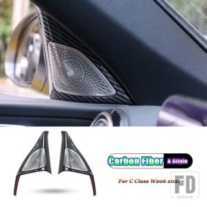 メルセデスベンツ Cクラス W206 C200 C220 C260 C300 2022 2023 + カーアクセサリードア窓ツイーターオーディオスピーカーカバートリムフレーム - Carbon Fiber