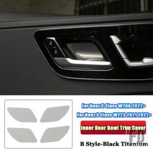 メルセデスベンツ C Sクラス W206 W223 2021-23 + ステンレスカーアクセサリーインナーハンドルドアボウルカバートリムスパンコール - B Style With Logo4