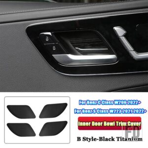 メルセデスベンツ C Sクラス W206 W223 2021-23 + ステンレスカーアクセサリーインナーハンドルドアボウルカバートリムスパンコール - B Style With Logo