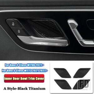 メルセデスベンツ C Sクラス W206 W223 2021-23 + ステンレスカーアクセサリーインナーハンドルドアボウルカバートリムスパンコール - A Style With Logo2