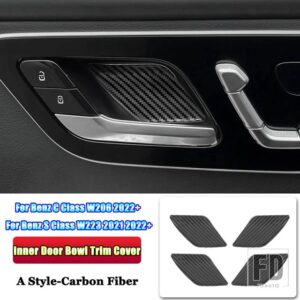 メルセデスベンツ C Sクラス W206 W223 2021-23 + ステンレスカーアクセサリーインナーハンドルドアボウルカバートリムスパンコール - A Style With Logo3