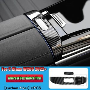 メルセデスベンツ Cクラス W206 C200 C220 C260 C300 2022 + カーアクセサリーセンターコンソールアームレストボックススイッチボタントリムカ - Carbon Fiber