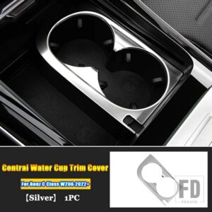 メルセデスベンツ Cクラス W206 C200 C220 C260 C300 2022 + ステンレスセンターコンソール水カップホルダーカバートリムフレーム