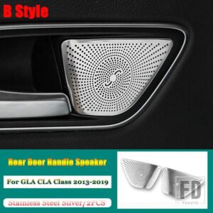 メルセデスベンツ A GLA CLAクラス W176 X156 C117 W117 ステンレスカーアクセサリーリアドアハンドルオーディオスピーカーカバートリム - B Style Silver