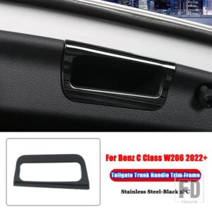 メルセデスベンツ ステンレスカーアクセサリーテールドアトランクハンドルカバートリムフレーム Cクラス W206 C200 C220 C260 C300 2022 + - Black