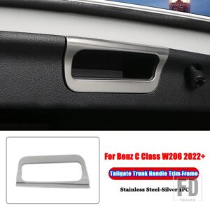 メルセデスベンツ ステンレスカーアクセサリーテールドアトランクハンドルカバートリムフレーム Cクラス W206 C200 C220 C260 C300 2022 + - Silver