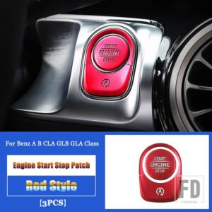 メルセデスベンツ エンジンスタートストップボタントリムカバー A B CLA GLB GLAクラス AMG A35 A45 W177 V177 W247 C118 W118 X247 H247 - Red