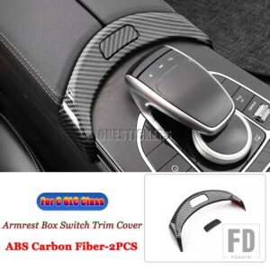 メルセデスベンツ C GLCクラス W205 X253 2015-2020 カーアクセサリーセンターコンソールアームレストボックスボタンカバートリム装飾フレーム - Carbon Fiber