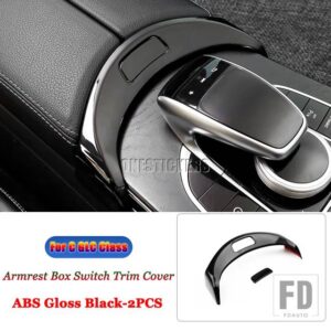メルセデスベンツ C GLCクラス W205 X253 2015-2020 カーアクセサリーセンターコンソールアームレストボックスボタンカバートリム装飾フレーム - Gloss Black