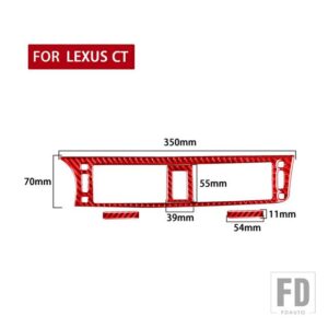 レクサス CT 200H 2011-17 アクセサリーカーボンインテリアセンターエアベントトリムステッカー - Red LHD