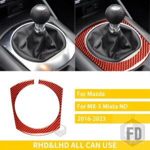 マツダ MX5 ミアータ ND 2016-2023 アクセサリーカーボンインテリアギアパネルトリムステッカー装飾 - 6 red