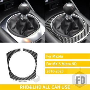 マツダ MX5 ミアータ ND 2016-2023 アクセサリーカーボンインテリアギアパネルトリムステッカー装飾 - 6 Black