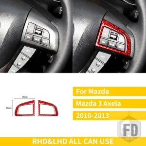 マツダ 3 アクセラ 2010-13 アクセサリーカーボンインテリアステアリングホイールトリムステッカー装飾 - Red Carbon A