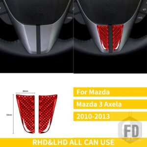 マツダ 3 アクセラ 2010-13 アクセサリーカーボンインテリアステアリングホイールトリムステッカー装飾 - Red Carbon B
