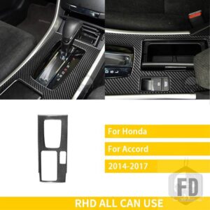ホンダ アコード 9TH 2014-16 アクセサリーカーボンインテリアギアパネルトリムステッカー - black B RHD