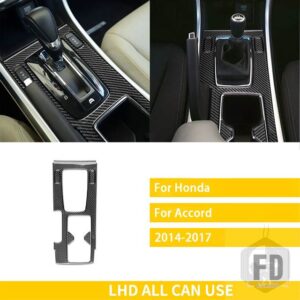 ホンダ アコード 9TH 2014-16 アクセサリーカーボンインテリアギアパネルトリムステッカー - black C LHD